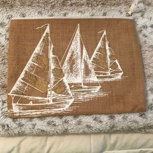 Mud Pie Cosmetic/Trinket Bag with White Sailboats